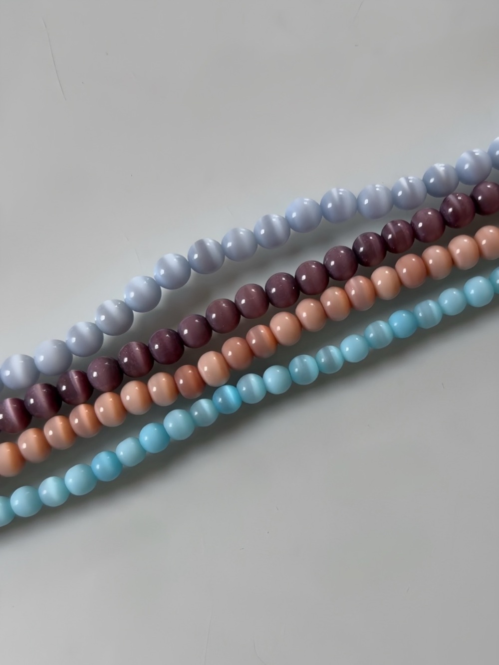 Acrylic cats eye bead extra long strand lot